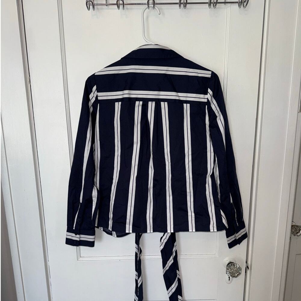 NWOT White House Black Market Wrap Tie Front Striped Blouse Women's size 4 - Picture 6 of 7